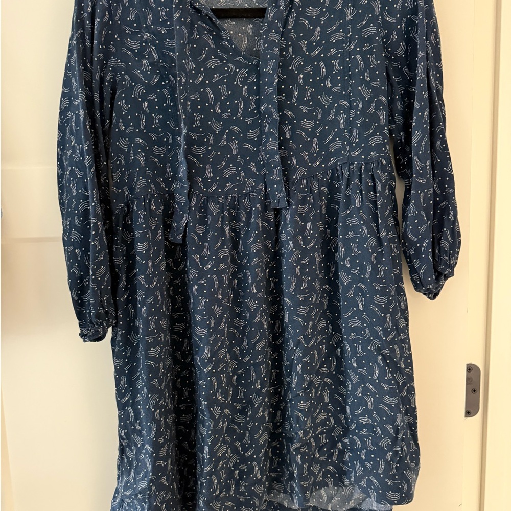 Free Assembly Chic Blue Patterned High Low Dress- XS